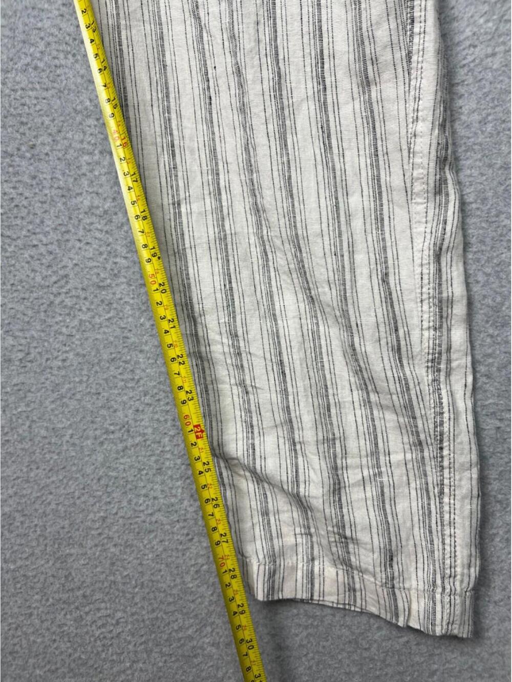 Tahari Linen Coastal Strip Pull On Pants Womens L Beach Minimalist Neutral - Picture 7 of 10